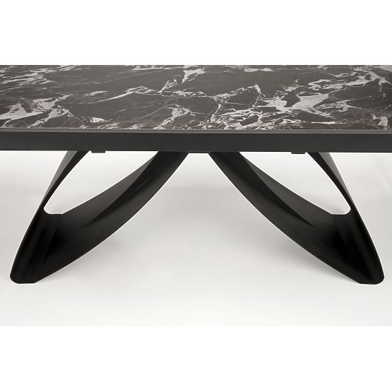 HILARIO extendable table, top - black marble, legs - black (3p=1pc)