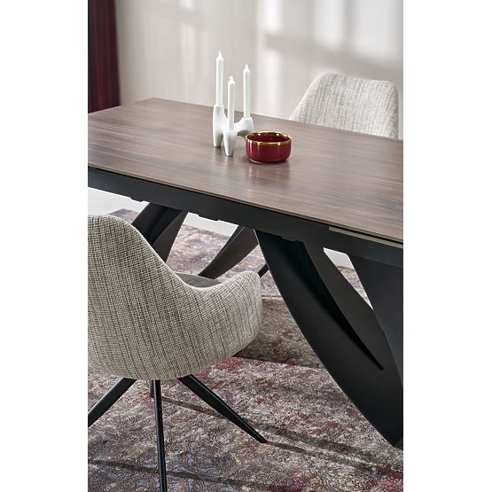 HILARIO extendable table, top - walnut, legs - black (3p=1pc)