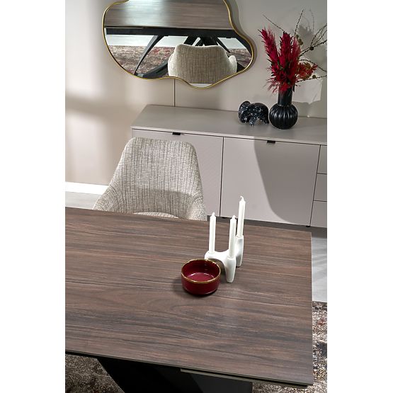 HILARIO extendable table, top - walnut, legs - black (3p=1pc)