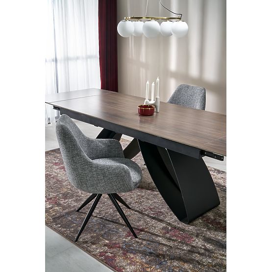 HILARIO extendable table, top - walnut, legs - black (3p=1pc)