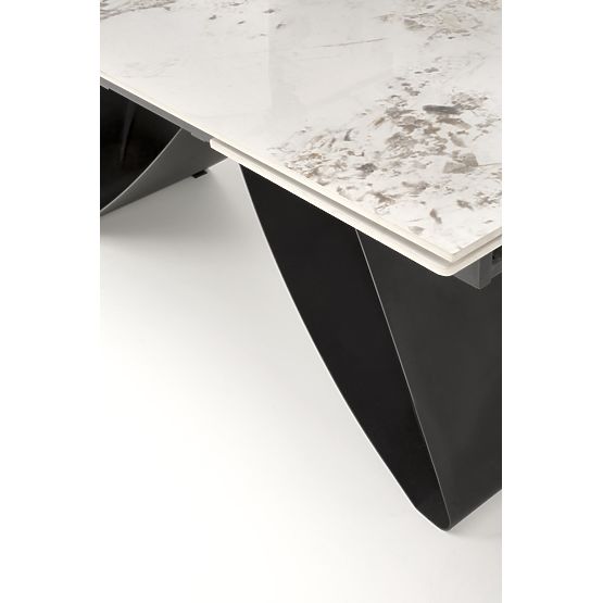HILARIO extendable table, top - white marble, legs - black (3p=1pc)
