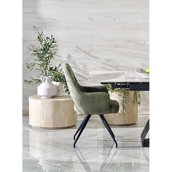 HILARIO extendable table, top - white marble, legs - black (3p=1pc)