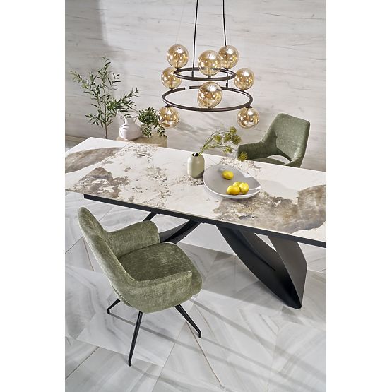 HILARIO extendable table, top - white marble, legs - black (3p=1pc)