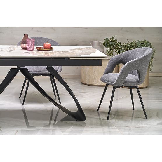 HILARIO extendable table, top - white marble, legs - black (3p=1pc)