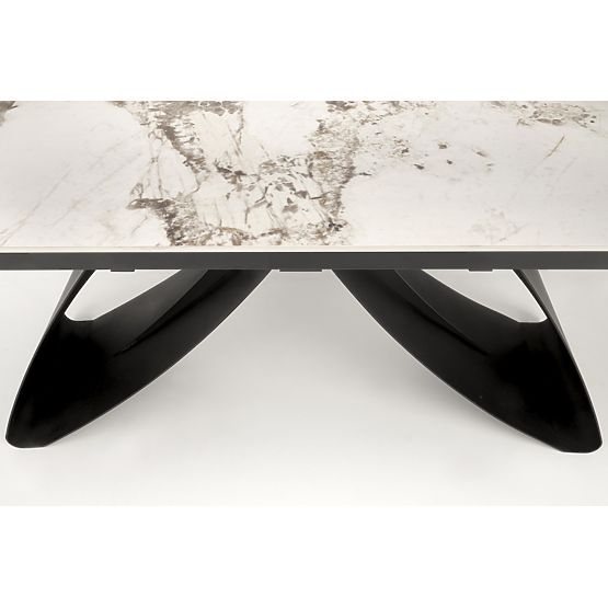 HILARIO extendable table, top - white marble, legs - black (3p=1pc)