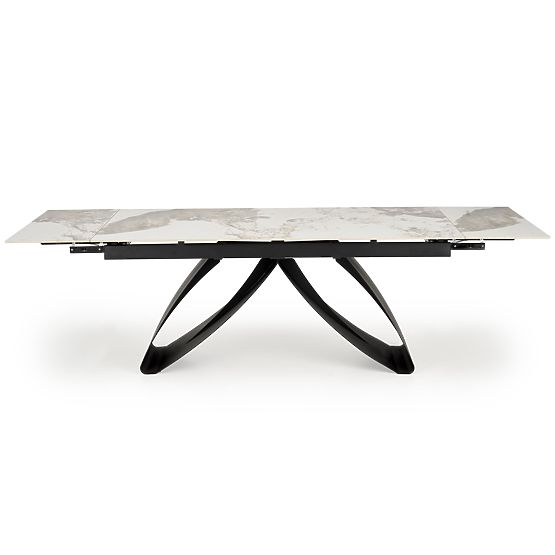 HILARIO extendable table, top - white marble, legs - black (3p=1pc)