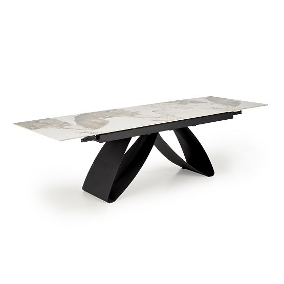 HILARIO extendable table, top - white marble, legs - black (3p=1pc)