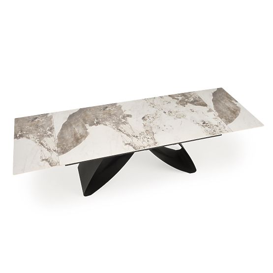 HILARIO extendable table, top - white marble, legs - black (3p=1pc)