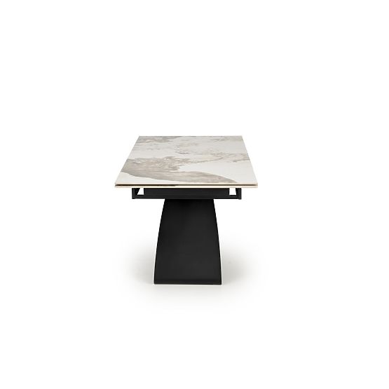 HILARIO extendable table, top - white marble, legs - black (3p=1pc)
