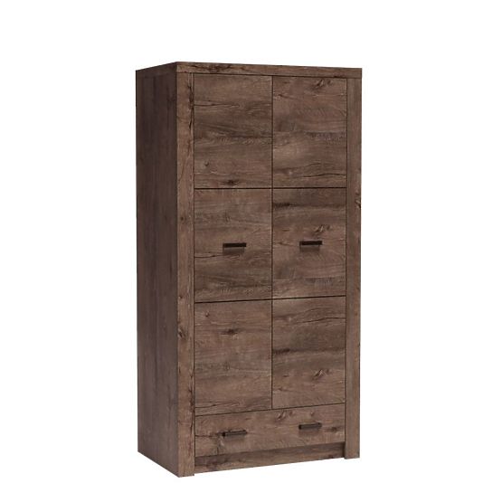 INDIANAPOLIS Two-Door Wardrobe with Drawers I1 Dark Ash