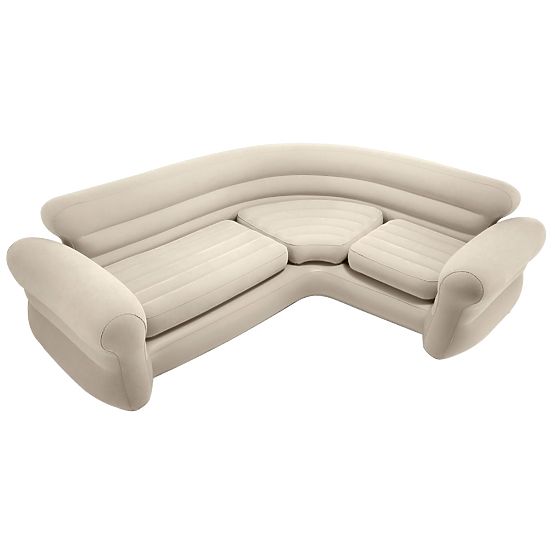 Inflatable Corner Sofa Four-Seater 257x203x76 cm Beige INTEX 68575