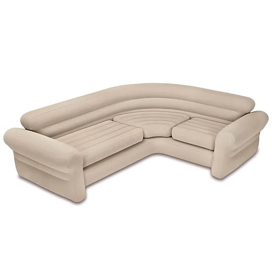 Inflatable Corner Sofa Four-Seater 257x203x76 cm Beige INTEX 68575