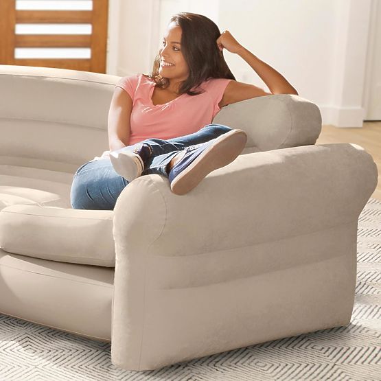 Inflatable Corner Sofa Four-Seater 257x203x76 cm Beige INTEX 68575