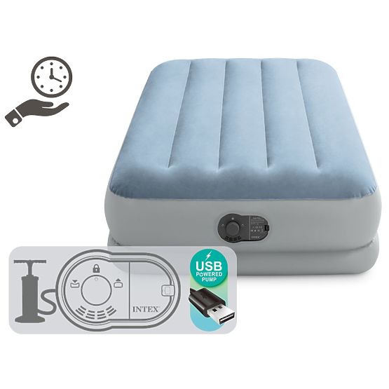 Inflatable Mattress for One Person 191x99x36 cm with Built-in Electric USB Pump Bed INTEX 641