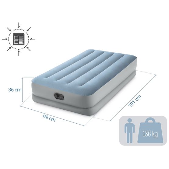 Inflatable Mattress for One Person 191x99x36 cm with Built-in Electric USB Pump Bed INTEX 641