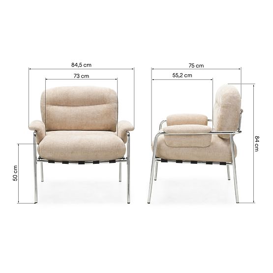 Inverno Beige Relaxation Chair, Chrome