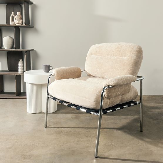 Inverno Beige Relaxation Chair, Chrome