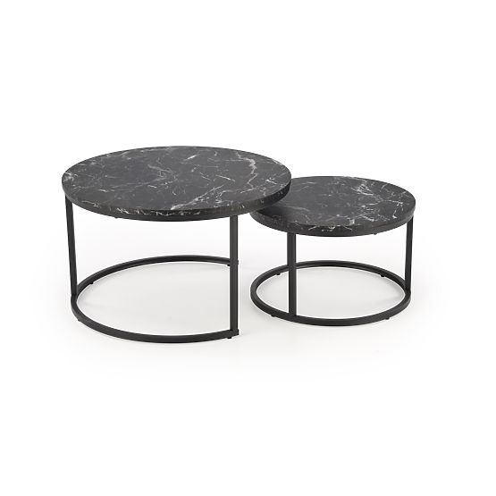 JAVA Set of 2 Benches, Black Marble / Black (1p=1pc)