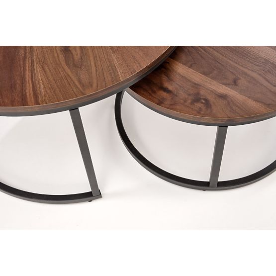 JAVA Set of 2 Benches, Walnut/Black (1p=1pc)