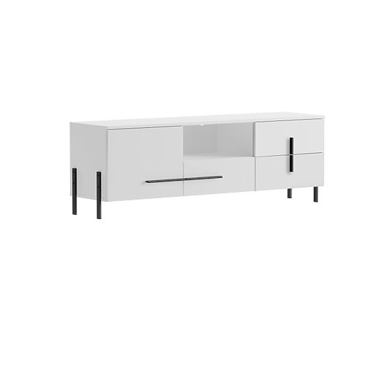 JUSTINE TV Cabinet (F01) White/White Gloss (MDF)