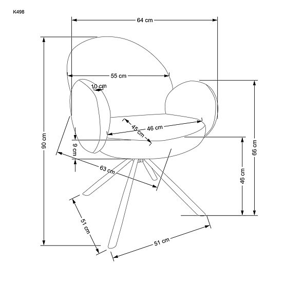 K498 Chair Gray (1p=2pcs)