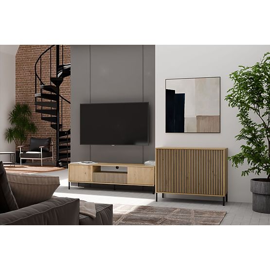 KAMARO 2D SLIM ARTISAN OAK Grooved Front Sideboard