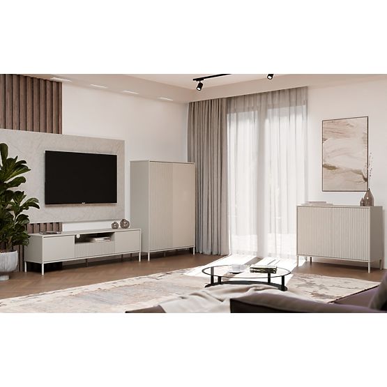 KAMARO 2D SLIM Dresser with Cashmere Slatted Front Panel