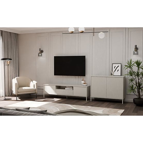 KAMARO 2D SLIM Dresser with Cashmere Slatted Front Panel