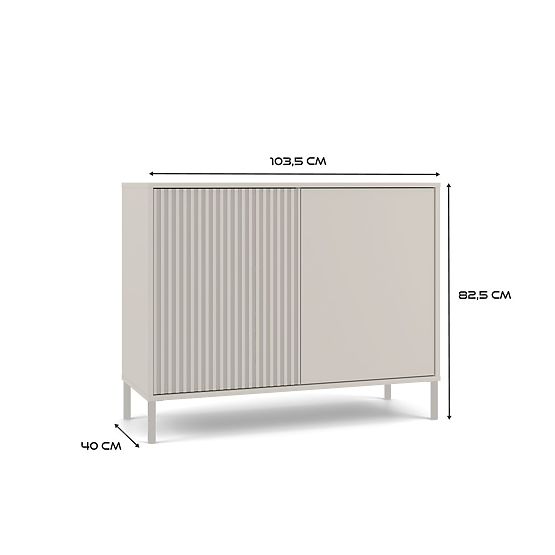 KAMARO 2D SLIM/SMOOTH CASHMERE Sideboard with Slatted Front Panel + Classic