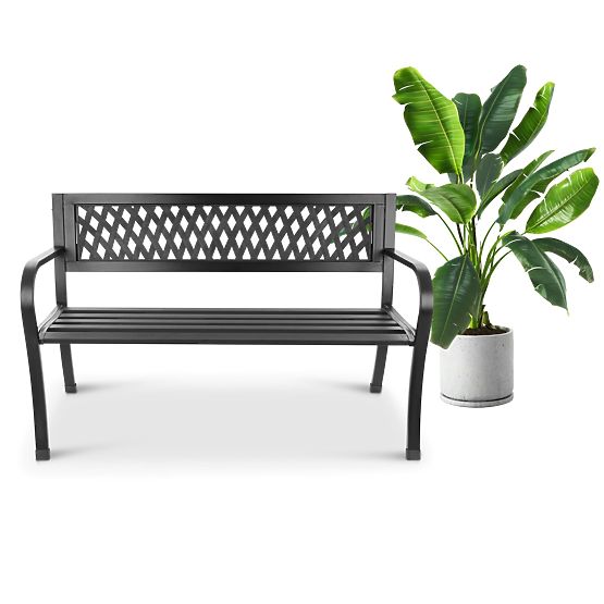 Lacy Garden Bench with Backrest for Terrace Balcony Metal Frame