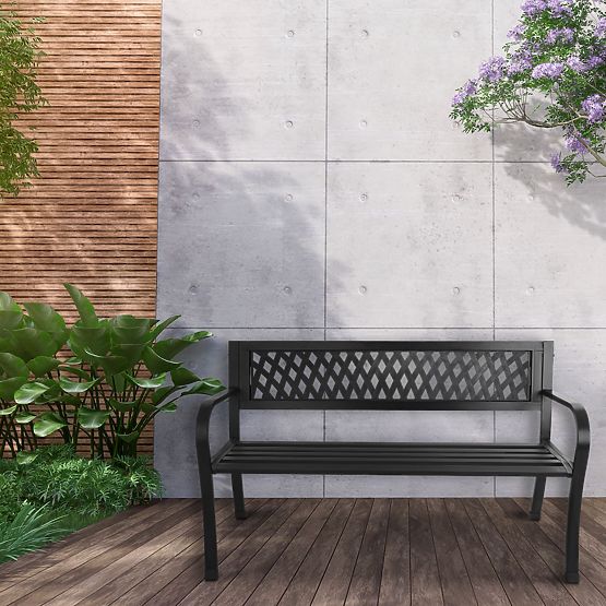 Lacy Garden Bench with Backrest for Terrace Balcony Metal Frame
