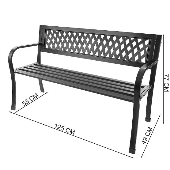 Lacy Garden Bench with Backrest for Terrace Balcony Metal Frame