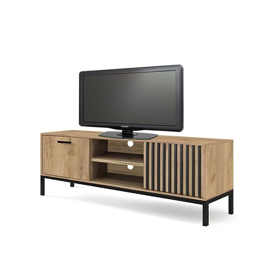 LAMINO RTV-1 TV Stand Oak Craft/Black, Legs: Black (2p=1pc)