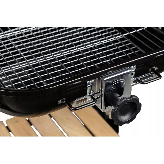 Large Garden Grill with Adjustable Grate and Wooden Shelves