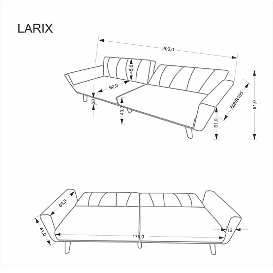LARIX Sofa Gray (1p=1 pc)