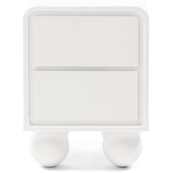 Lauria White Nightstand, Rounded, Ball Legs