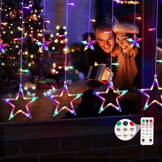 LED Curtain Stars Multicolor with Remote Control CD002-138