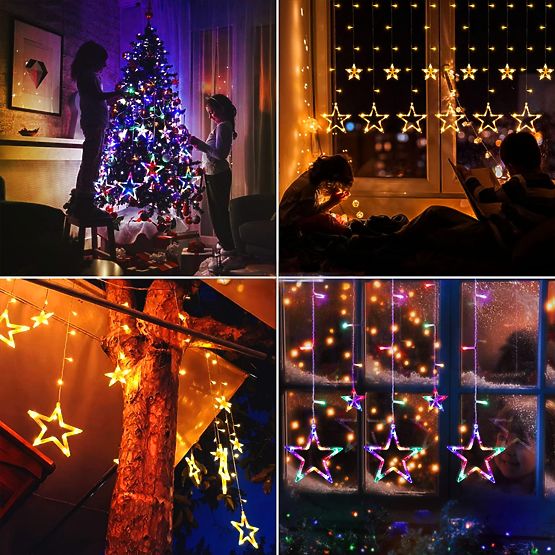 LED Curtain Stars Multicolor with Remote Control CD002-138