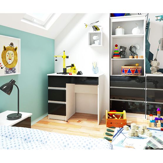 LEFT-SIDED DESK A-7 CLP BLACK GLOSS