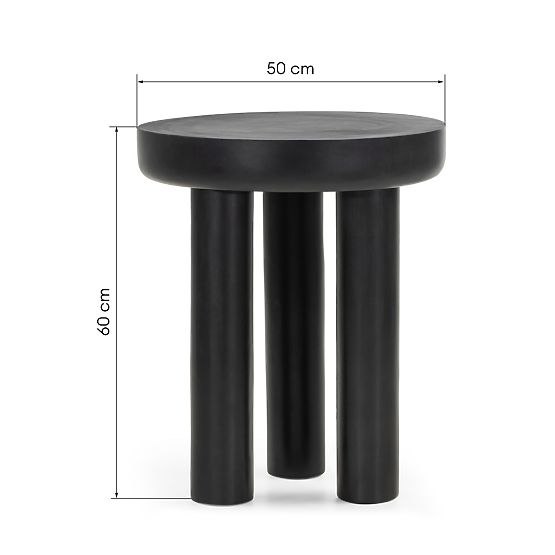 Limali Side Table 50 cm, Round, Black, Mango Wood, Rounded Shapes