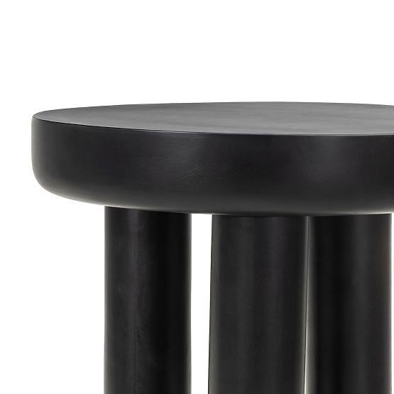 Limali Side Table 50 cm, Round, Black, Mango Wood, Rounded Shapes
