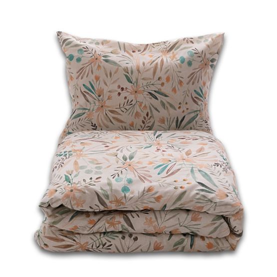LINEN Bedding Set - leaves 220x200 + 2x 70x80