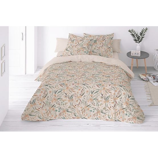 LINEN Bedding Set - leaves 220x200 + 2x 70x80