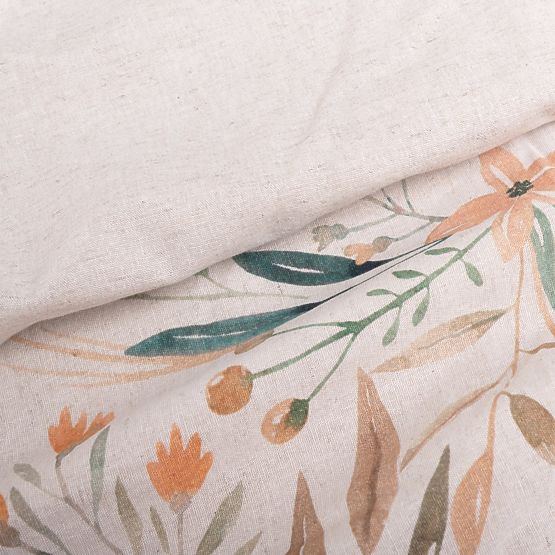 LINEN Bedding Set - leaves 220x200 + 2x 70x80