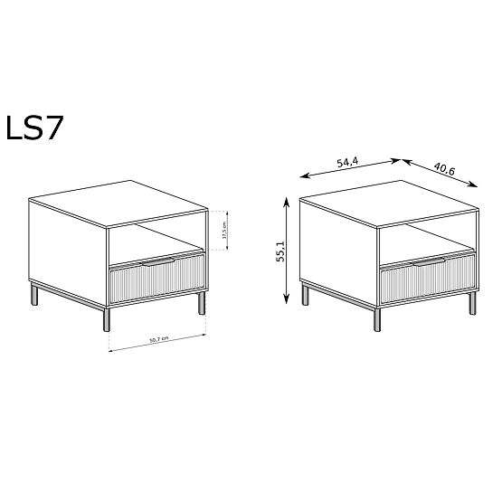 LINKaSTYLE Nightstand LS7 Cashmere