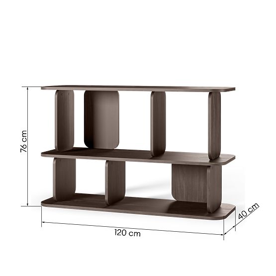Low Shelf Tulumo, Rounded, Walnut Villa