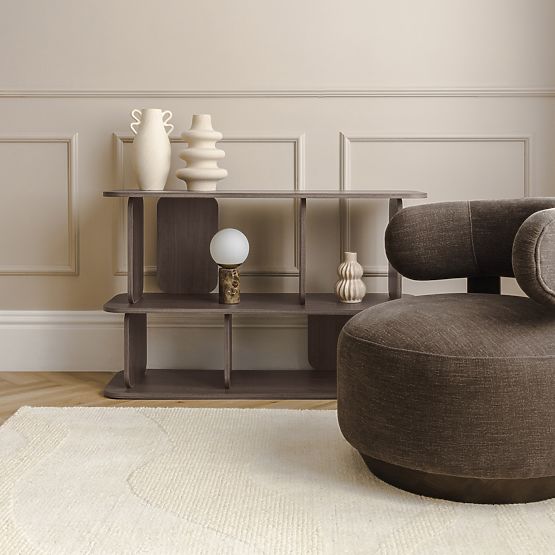 Low Shelf Tulumo, Rounded, Walnut Villa