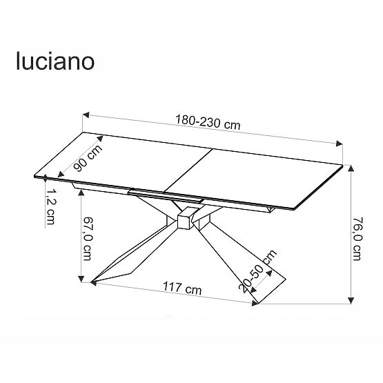 LUCIANO extendable table, top: blue marble (2p=1pc)