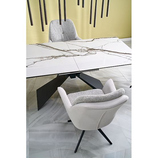 LUCIANO extendable table, top: white marble (2p=1pc)