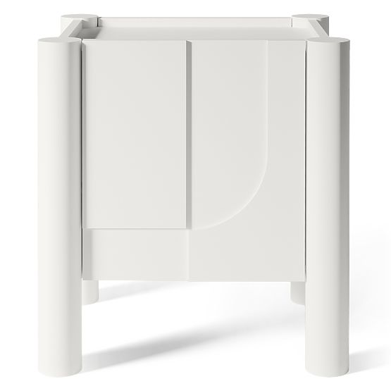 Lunaria Nightstand with Carved Front, White
